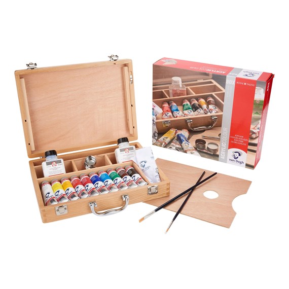 Van Gogh Acrylic Colour Wooden Box Basic with 10 Colours in 40ml Tube + Accessories 22840513